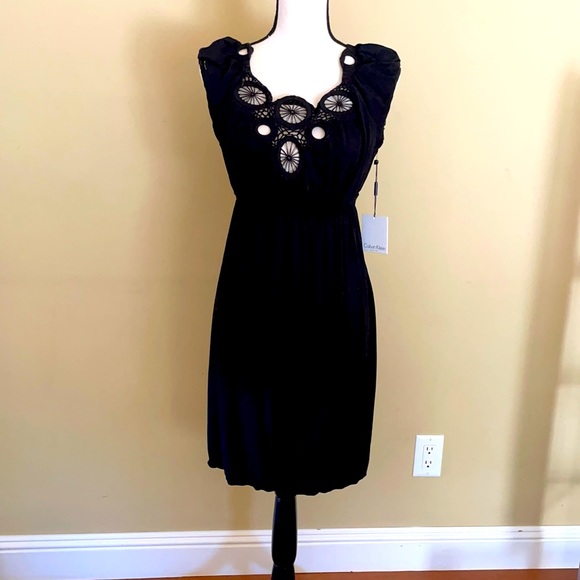 Calvin Klein Black Dress with Unique Neckline - Picture 1 of 3